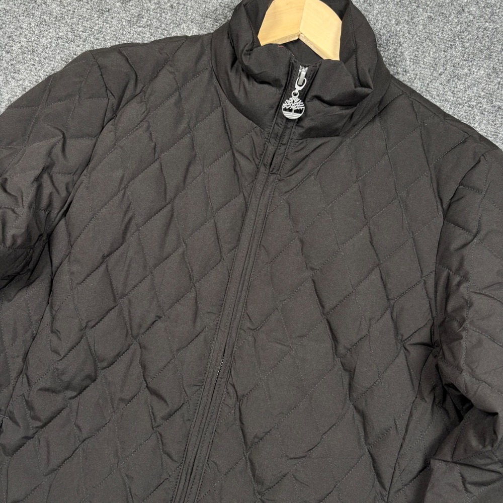 Timberland Quilted Puffer Jacket Mens Medium Black Thermore Insulated Mock Neck